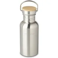 ECHTWERK Trinkflasche, mit Bambusdeckel und Silikonband, Innen und außen poliert