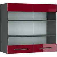 Vicco Glashängeschrank Fame-Line, Bordeaux Hochglanz/Anthrazit, 80 cm (1-St)