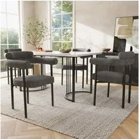 Flieks Esszimmerstuhl (Set, 4 St), 4er Set Polsterstühle Wohnzimmer Samt Küchenstühle Eisengestell