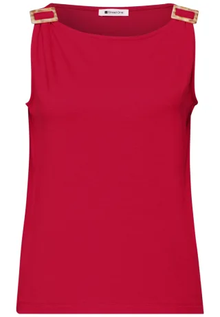 Street One - Top mit Rundhals und Schulterdetail salsa red - Gr. - 40