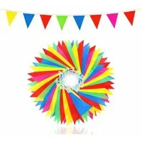 FESTIFUN Wimpelkette 100 Meter Wimpelkette bunt - XXL Girlande aus Stoff