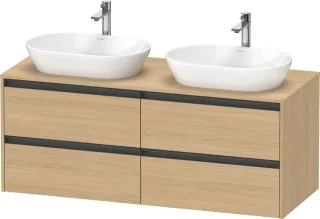 Duravit Ketho.2 Konsolenwaschtischunterbau wandhängend Natur Eiche Matt 1400x550x568 mm - K24898B303 K24898B30300000