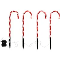 IC Winterworld LED Gartenleuchte Weihnachtsdeko rot, Gartenstecker, Zuckerstangen-Design, mit Timerfunktion