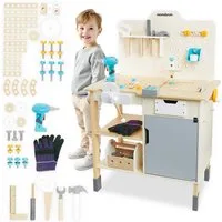 Mamabrum Spielwerkbank XXL Multifunktionale Holz-Werkbank für Kinder – Inkl. Werkzeuge
