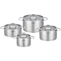 Hanseatic Topf-Set hanseatic, Edelstahl 18/10 (Set, 8-tlg., je 1 Fleischtopf 16/20/24 cm, Bratentopf 20 cm), handfreundliche Kaltmetallgriffe, Literskala, Glasdeckel, Induktion