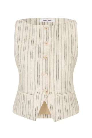 samsøe & samsøe - Taillierte Weste mit Knopfleiste - SALOVES beige - Gr. - S