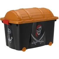 Spetebo Spielzeugtruhe Kinder Rollbox PIRAT mit Deckel 57 Liter (Set, 1 St., Box mit Deckel), Kinderzimmer, Aufbewahrung, Rollbox, kinderleicht verschließen