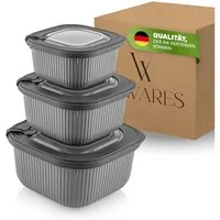 Viwares Vorratsdose Frischhaltedosen stapelbar im 3er Set mit transparentem Ventildeckel, (Set, 3-tlg., 3-teiliges Set), Ventildeckel für kontrollierten Dampfaustritt