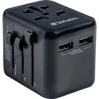 Universal-Reiseadapter UTA-01, Reisestecker schwarz, 2x USB-A