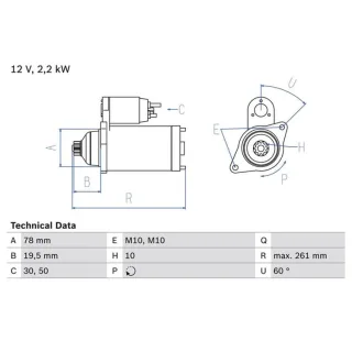 Bosch Anlasser 2,2 kW Hyundai H-1 Kia Sorento 2,5