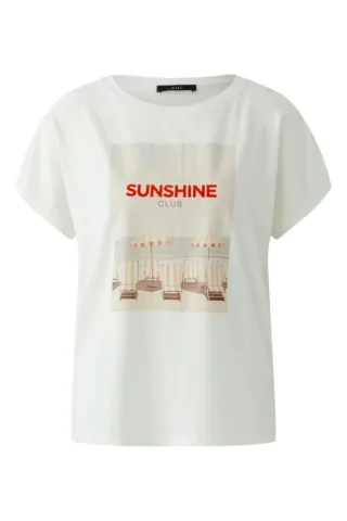 Oui - T-Shirt mit sommerlichem Frontprint weiß - Gr. - 40