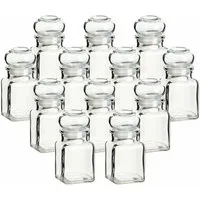 gouveo Vorratsglas Gewürzgläser 150 ml eckig mit Glaskorken - Gläser mit Glasstopfen, (12-tlg)