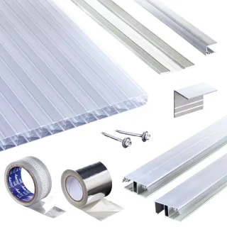 Polycarbonat Stegplatten | Terrassendach-Set | Klassik Top X Stegplatte | Kombinationsverlegeprofil | 16 mm | opal-weiß