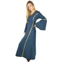 Leonardo Carbone Burgfräulein-Kostüm Trompetenärmelkleid "Sophie" mit Bordüre, seitliche Schnürungen, hochwertige Baumwolle