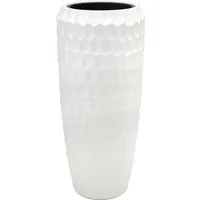 Flingora Bodenvase Celice, mit Einsatz - Fiberglas - Indoor & Outdoor - Weiß - Höhe 75 cm