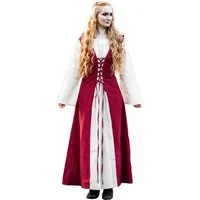 Leonardo Carbone Burgfräulein-Kostüm Kleid "Genefe" mit stilvoller Kapuze, fließende Silhouette, Schnürung vorn und hinten