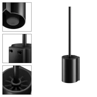 KEUCO Plan Black Selection Toilettenbürstengarnitur Wandmodell, schwarz matt/schwarz, 14972370200 14972370200