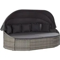 vidaXL Bett Outdoor-Loungebett mit Dach Grau