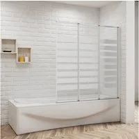 Duschparadies Duschwand 130*140cm hellweißAufsatz Duschabtrennung Badewanne Trennwand, Einscheibensicherheitsglas, Sicherheitsglas, Glas