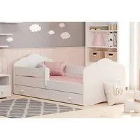 Kids Collective Kinderbett für Mädchen mit Matratze und Schublade & Lattenrost (70x140, 80x160 cm Jugendbett Einzelbett Komplettbett in weiß), Bett für Kinder Bett komplett Set Rausfallschutz Kinderbett 70x140 cm