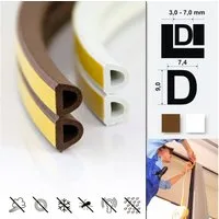 DQ-PP Türdichtband DQ-PP Fensterdichtung, 5 Meter, Profil D,E,I,P,V, selbstklebend, E-Profil, D-Profil, I- Profil, P-Profil, V-Profil