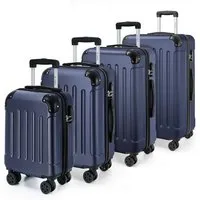 YONSLY Kofferset Reisekoffer Trolley Rollkoffer Hartschalenkoffer in S-M-L-XL, 4 Rollen, (Spar-Set, 4 tlg., inkl. Größen S, M, L und XL), mit 360° Lenkrollen, Zahlenschloss und mehrstufigem Teleskopgriff