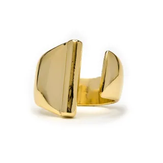 Luxenter Ring mit 18-karätiger Gelbgold-Finish – Alphabet