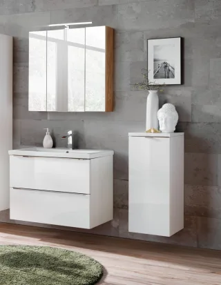 Badmöbel Set 4-tlg Badezimmerset PERUGIA Weiss inkl.Waschbecken 60cm