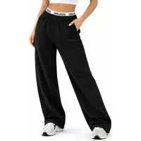 Smilodox Jogginghose Thalea, Jogger Damen, Wide-Leg mit Tunnelzug und Logo Weites Bein, Seitentaschen mit Rippeinsatz, Logo-Stitching, Freizeit