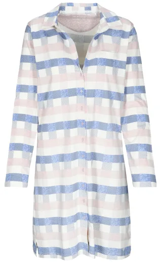 IN LINEA - Da.-Sleepshirt ecru check - Gr. - 40