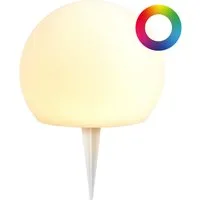 BONETTI LED Kugelleuchte Solar Gartenleuchte in Milchglas-Optik, RGB + warm-weiß, LED fest integriert, warm-weiß, buntes RGB Licht mit Farbwechselmodus, UV-beständig & Wetterfest IP44, Solarlampe - Gartenkugel