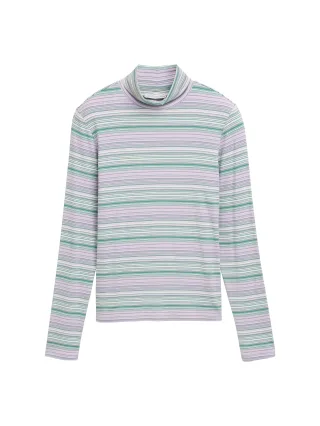 Denim Tom Tailor - Basic Rollkragenshirt lilac green colorflow stripe - Gr. - XS