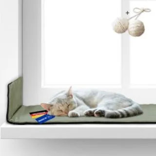 Rohrschneider ® Selbstwärmende Katzendecke, Fensterliege mit rutschfester Unterlage hellgrün 90 cm, 2 cm, 29 cm