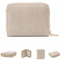 MillyMilk Geldbörse Kord Geldbeutel FONDO Damen – Mini Portemonnaie Stoff Pastell klein, Formstabil & kompakt – kein labberiges Säckchen!