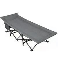 COSTWAY Feldbett Campingbett mit Seitentasche & Kopfstütze