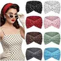 Zaewry Stirnband 8 Stück Boho Gepunktetes Headband, Elastisch Weich Kopftuch (Haarband Damen, Stirnband Extra Breit Gekreuzt, 8-St) für Sport Yoga Kosmetik Workout Laufen Fitness Gym Haarschmuck