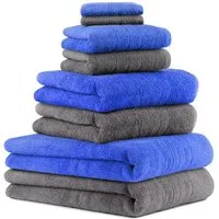 Betz Handtuch Set 8-TLG. Deluxe Farbe anthrazitgrau und blau, 100% Baumwolle (Set, 8-St)