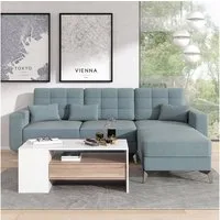 Vicco Couchtisch Fabien, Weiß/Sonoma, 110 x 60 cm (1-St)