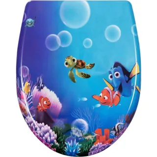 Woltu WC, Blau, Weiß, Kunststoff, Oval, 37x2.51x45 cm, Badezimmer, WC Ausstattung, WC Sitze