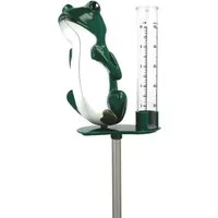 Lantelme Frosch mit Erdspieß Niederschlagsmesser Regenmenge Außen Garten Regenmesser (Metall Erdspieße, inkl. 40cm Erdspieß Metall, Regenmengenmesser auch als Deko)