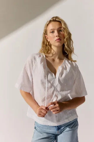 THE FASHION PEOPLE - Blouse Dobby bright white - Gr. - 44