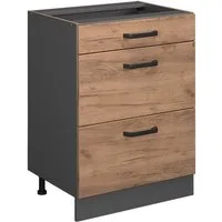 Vicco Unterschrank R-Line Goldkraft Eiche/Anthrazit 60cm, Schubladen, ohne Arbeitsplatte (1-St)