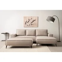 OTTO home Wohnlandschaft TVINNU Leinenoptik, L-Form, 275 cm, mit Hocker, Set, stellbar zum Schlafsofa (Krokodilverbinder)