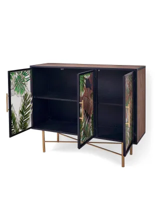 bonprix Sideboard, beige, Gr.80,5x100 cm, Sideboard mit handbemalten Glastüren