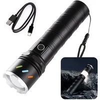 Quntis LED Taschenlampe mit starkem licht, campinglampe, taschenlampe mit akku, Camping Licht (2-St), LED-Taschenlampe mit Zoom, 5 Modi, Teleskop-Kopf, fluoreszierend