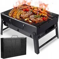 SpionProfi Holzkohlegrill Edelstahl Campinggrill Klappbarer Kleiner Grill Garten Party Balkon, Tragbarer Mini Holzkohlegrill für Picknick, Garten, Balkon uvm.