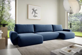 Wohnlandschaft Schlafsofa GALAN Stoff Poso Blau