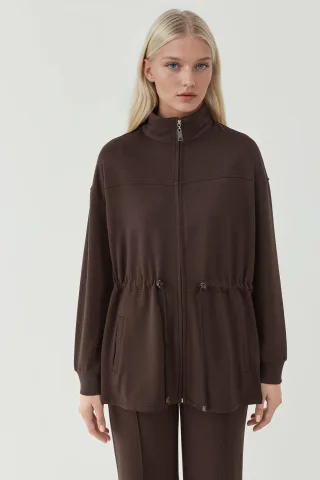 Modal Touch Langjacke mit verstellbarem Bund