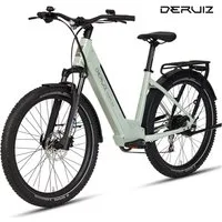 DERUIZ E-Bike 28 Zoll, Quartz SUV, 160 km, Drehmomentsensor, Bluetooth & APP, 8 Gang SHIMANO, Kettenschaltung, Heckmotor, 644 Wh, (LCD-Farb-Display, 120 Lux Frontlicht, Lockout-Federgabel, 5 Stufen), Elektrofahrrad, bis zu ca. 140kg, RH: 46 cm, hydr.