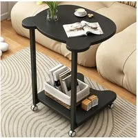 TUWENA Beistelltisch Beistelltisch, Sofatisch mit Rollen, C-förmiger Mobiler Kaffeetisch, 45B x 35T x 60Hcm, für Wohnzimmer, Schlafzimmer, Couch, kleine Räume
